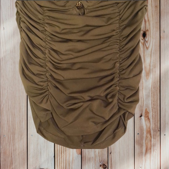 Dots Olive Green Strapless Ruching Detailed Top NWT - Picture 6 of 7